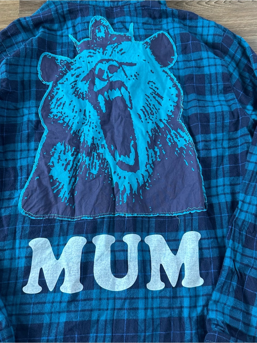 Disney Brave Merida Shirt Women XL Blue Plaid Flannel Mum Mama Bear Queen Elinor